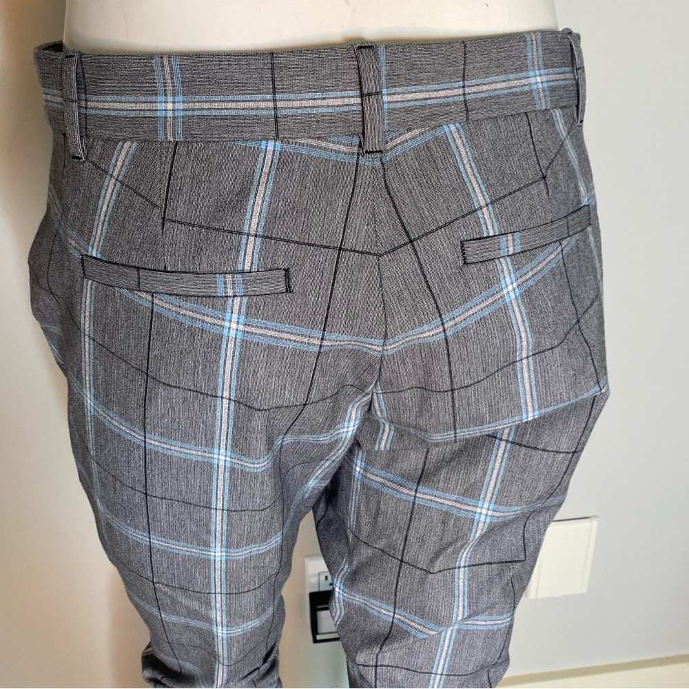 GAP Signature Skinny Ankle Pants Grey Blue Plaid Dress Pants Cigarette Size 10 - Picture 7 of 15